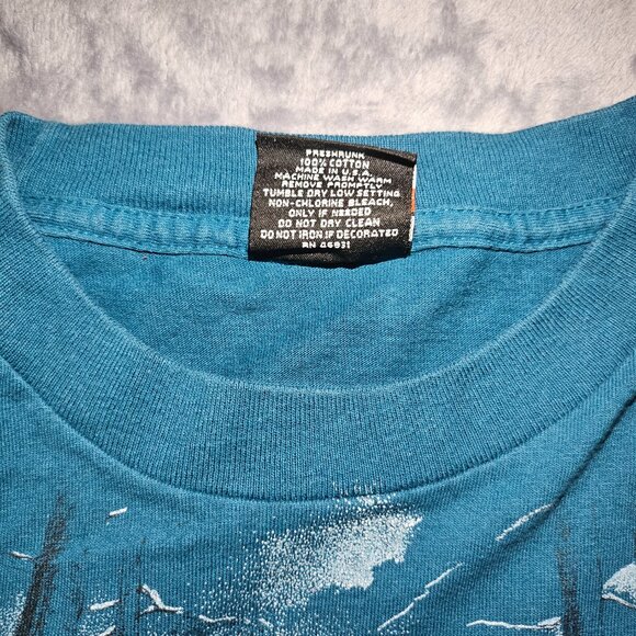 Vintage Signal Sports Tag HABITATXCIV Wolf Pack AOP Shirt Large Made In The USA - Picture 9 of 11